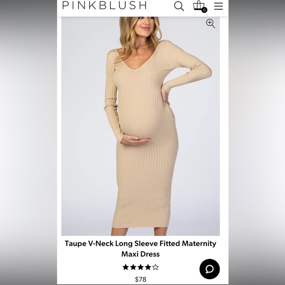 PinkBlush Long sleeve v-neck fitted maxi sweater dress (Maternity/bump friendly) - Picture 3 of 4